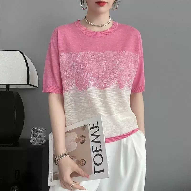 C701. PINK SHORT SLEEVES TOP