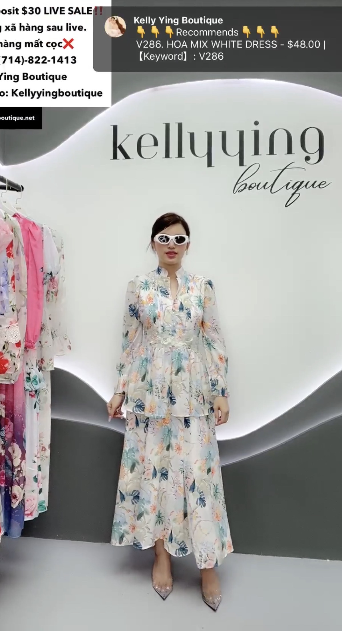 V286. HOA MIX WHITE DRESS