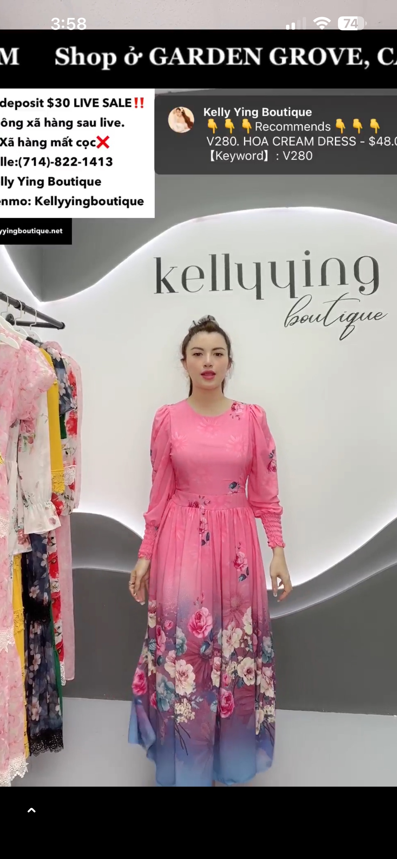 V294. HOA PINK DRESS