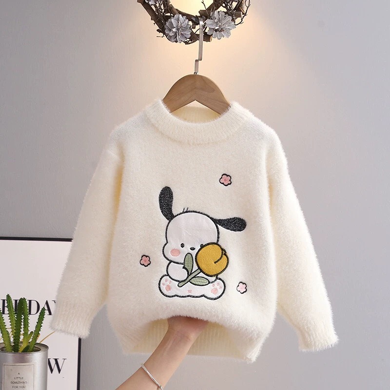 K505. BABY SWEATER WHITE DOGGY
