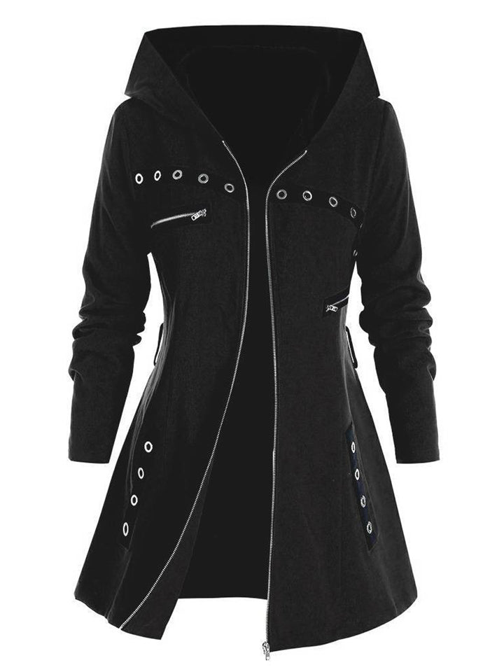 Women's Classic Autumn Belted Pockets Mid Length Hooded Coats