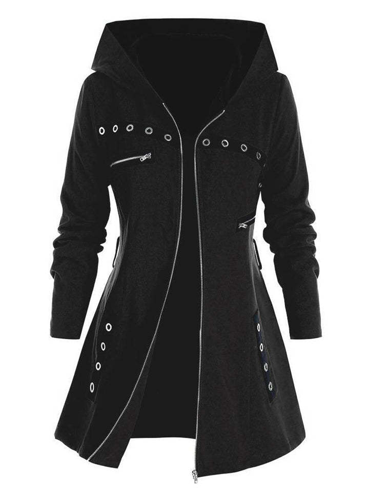 Women's Classic Autumn Belted Pockets Mid Length Hooded Coats