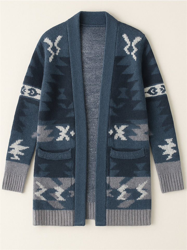 Women's Holiday Style Printed Long Sleeve Cardigan Sweaters