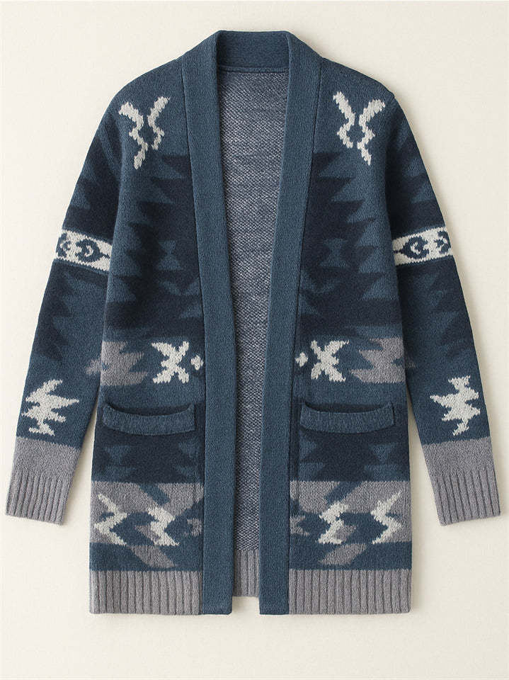 Women's Holiday Style Printed Long Sleeve Cardigan Sweaters