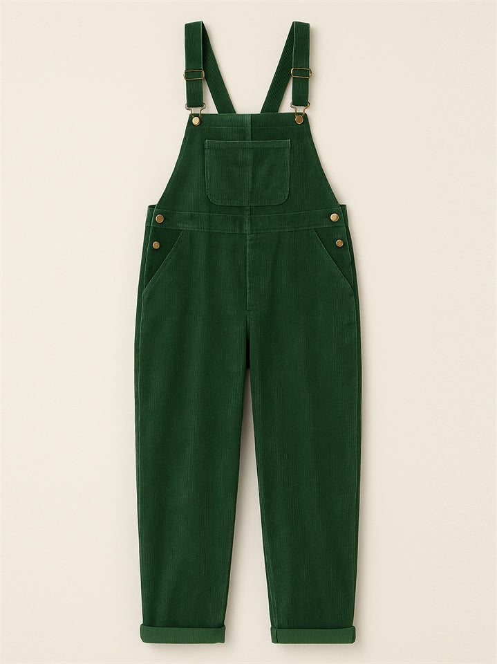 Women’s Casual Pockets Sleeveless Corduroy Overall Jumpsuit