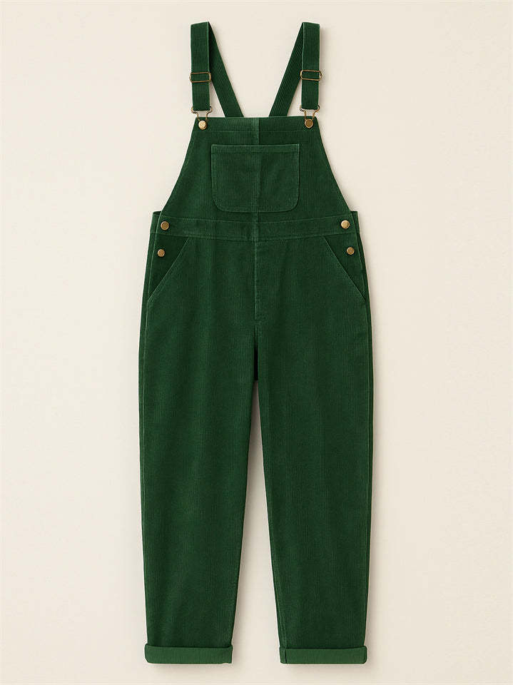 Women’s Casual Pockets Sleeveless Corduroy Overall Jumpsuit