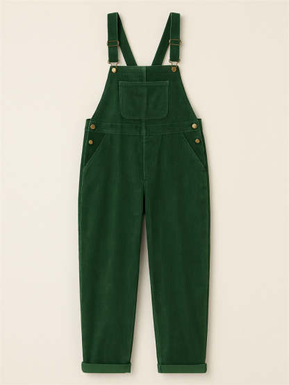 Women’s Casual Pockets Sleeveless Corduroy Overall Jumpsuit