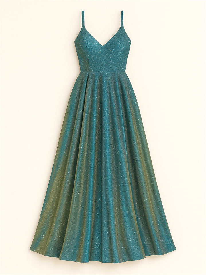 Women's High Waist Backless Shining Strappy Prom Dress