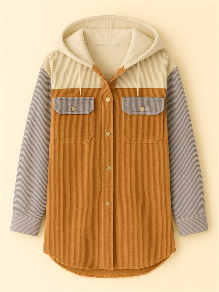 Women's Vintage High Street Boyfriend Hooded Corduroy Jackets