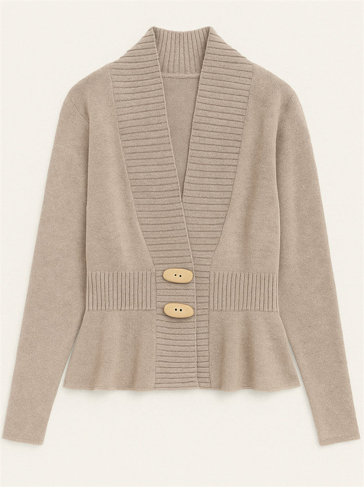 Ladies' French Style Elegant Ruffled Hem Cardigan Sweaters