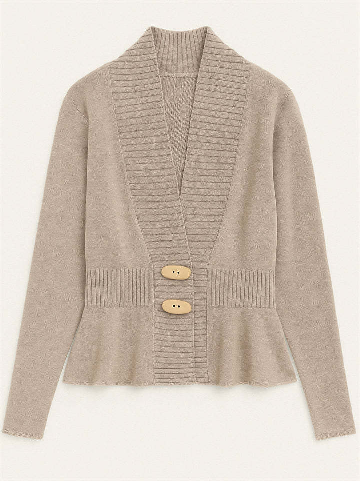 Ladies' French Style Elegant Ruffled Hem Cardigan Sweaters