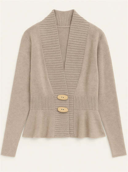 Ladies' French Style Elegant Ruffled Hem Cardigan Sweaters