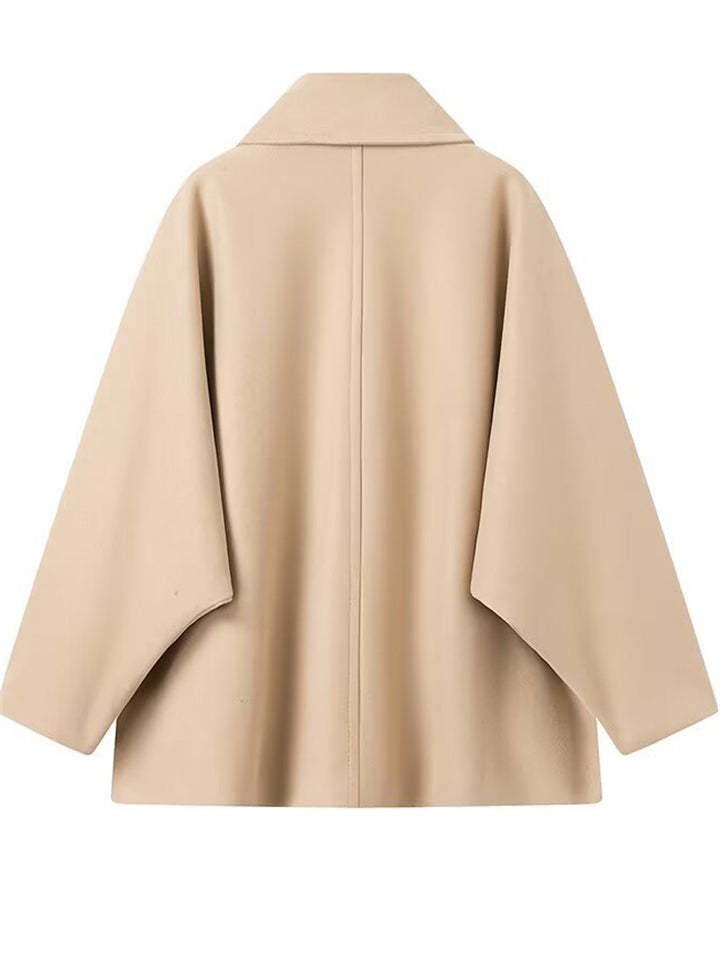Winter Solid Color Single Breasted Raglan Sleeve Coat for Women