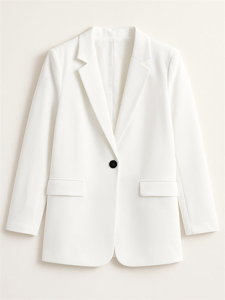 Women's Elegant Autumn Solid Color Single Breasted Suit Collar Jacket