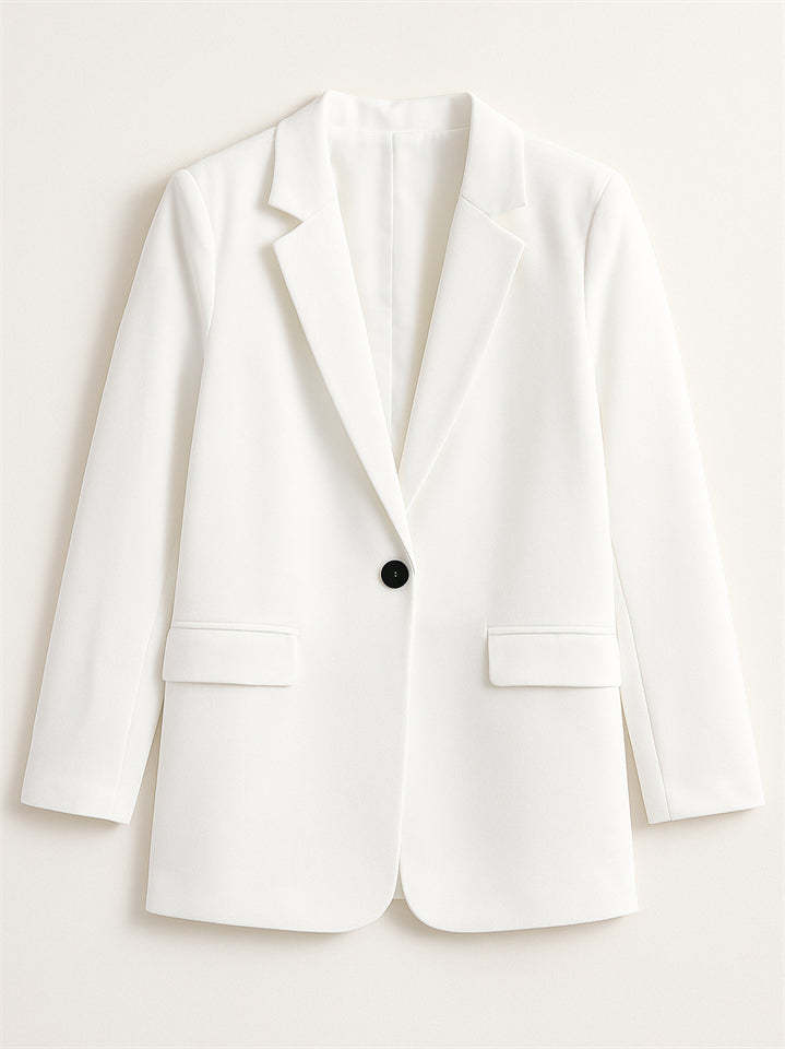 Women's Elegant Autumn Solid Color Single Breasted Suit Collar Jacket
