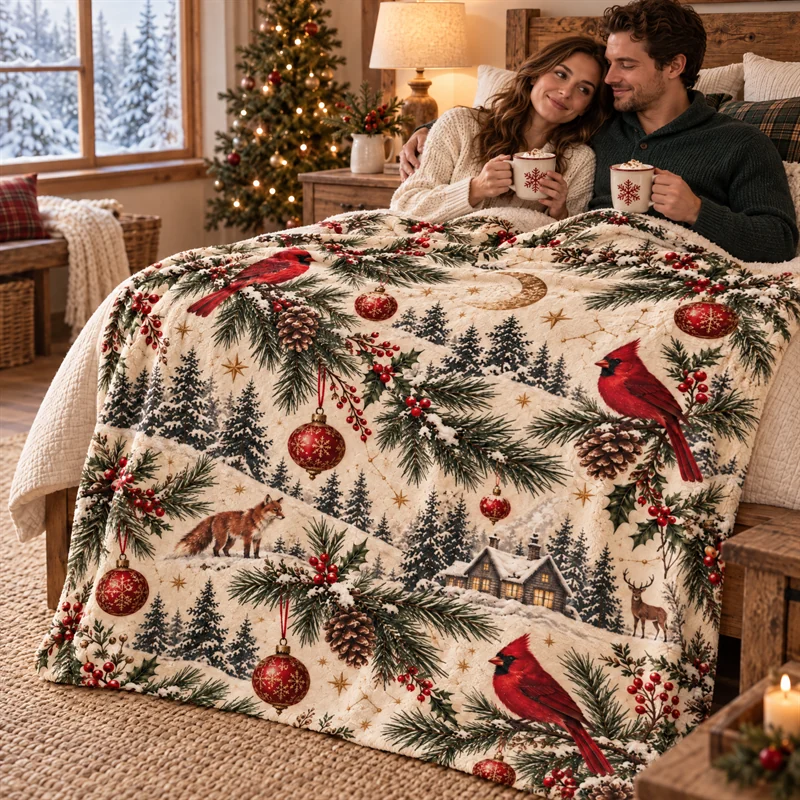 Blanket styled in a winter bedroom