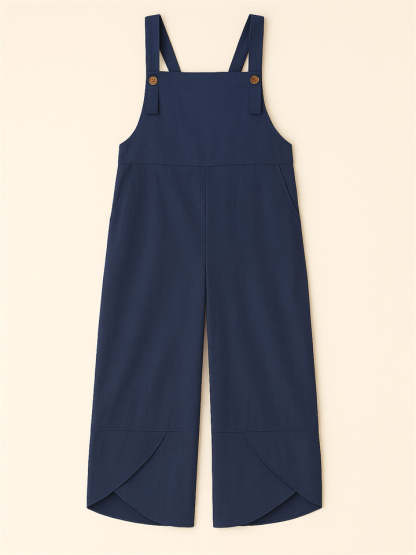 Women's Casual Solid Color Strap Dungarees Overall Cropped Jumpsuits