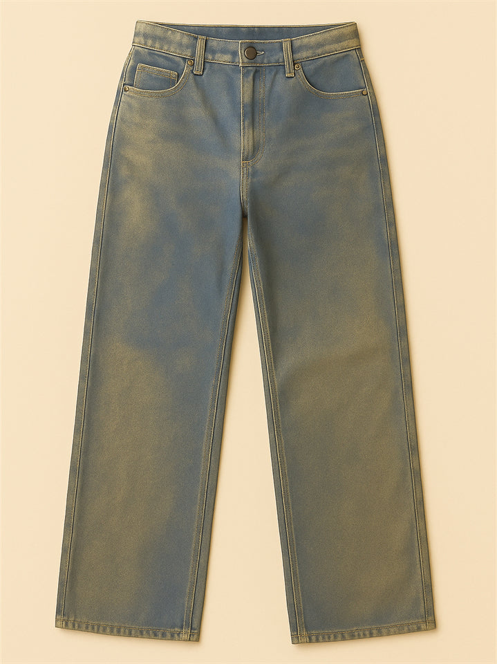 Women's Stylish Gradient Color Mid-waist Straight Jeans