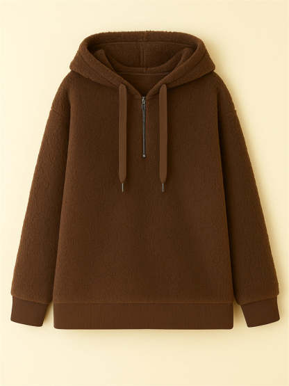 Women's Autumn Simple Solid Color Fleece Hoodie