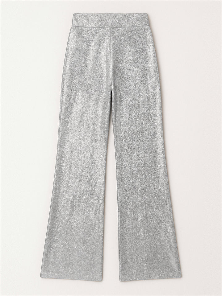 High Waist Bling Solid Color Wide Leg Pants for Women