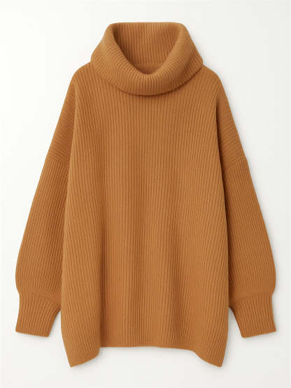 Women's Simple High Neck Solid Color Long Sleeve Loose Sweater