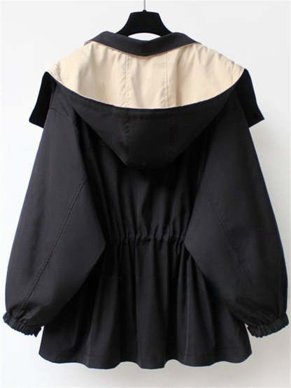 Female's Korean Style Casual Contrast Color Cargo Trench Coats