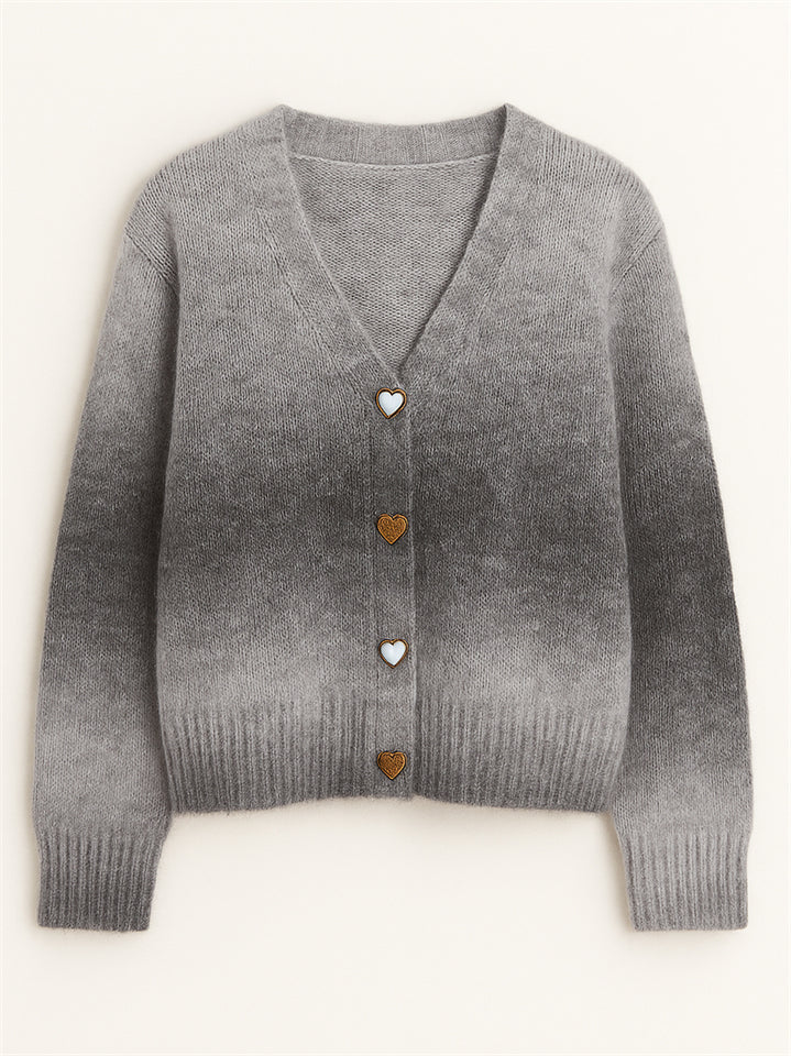 Trendy Gradient Color Long Sleeve Cardigan Sweaters for Women