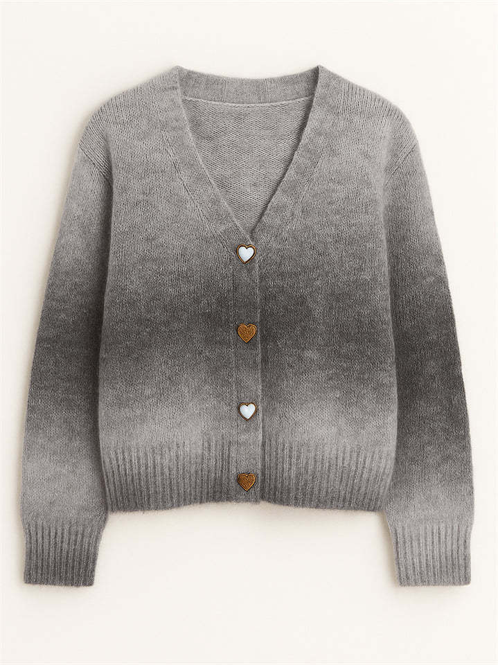 Trendy Gradient Color Long Sleeve Cardigan Sweaters for Women