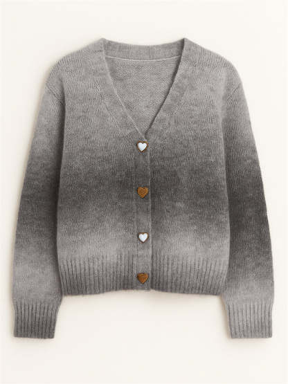 Trendy Gradient Color Long Sleeve Cardigan Sweaters for Women