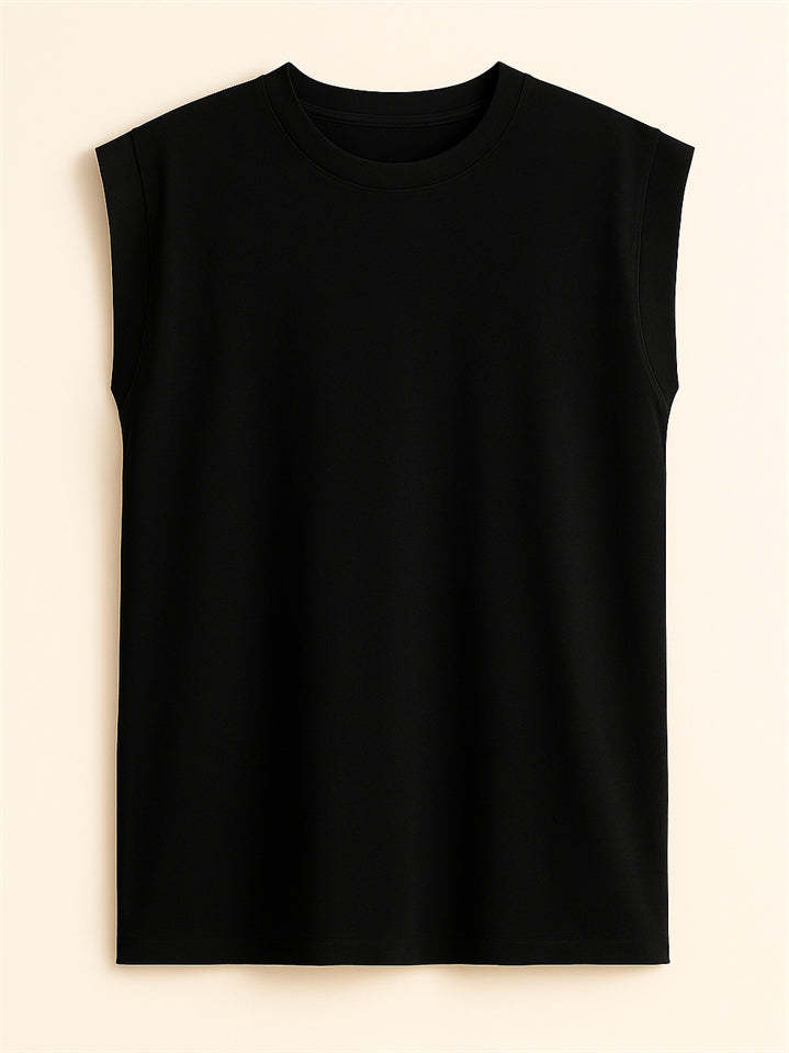 Ladies' Elegant Macaron Color Round Neck Sleeveless Shirts