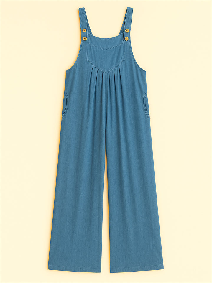 Women's Summer Casual Solid Color Strappy Wide Leg Jumpsuits