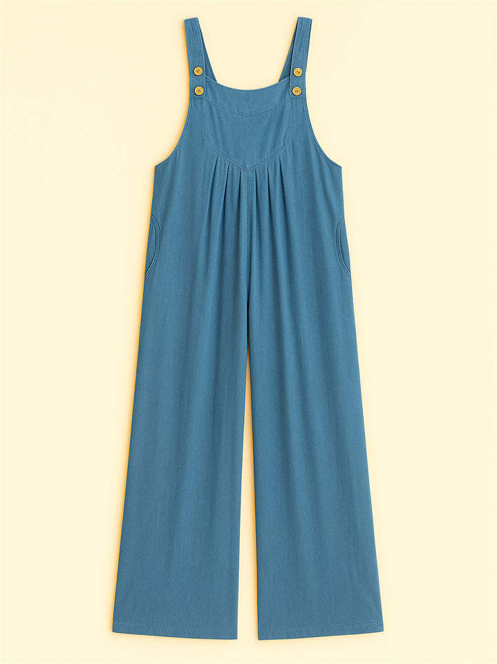 Women's Summer Casual Solid Color Strappy Wide Leg Jumpsuits