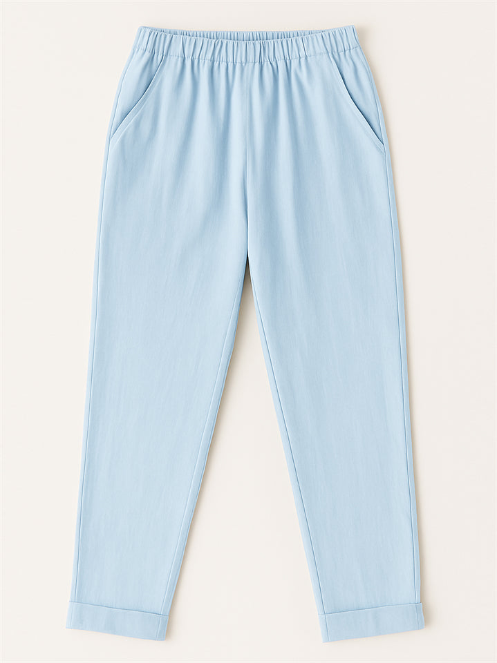 Summer Causal Solid Color Comfy Staight Leg Pants for Women