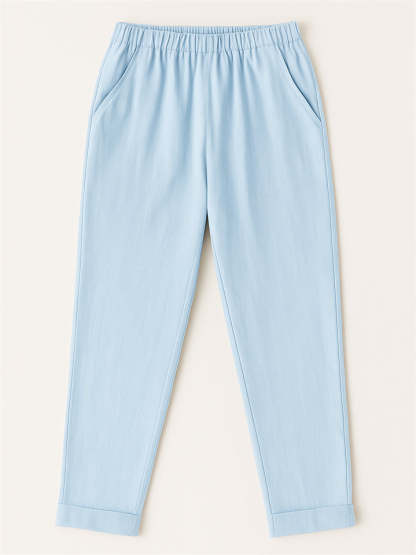 Summer Causal Solid Color Comfy Staight Leg Pants for Women