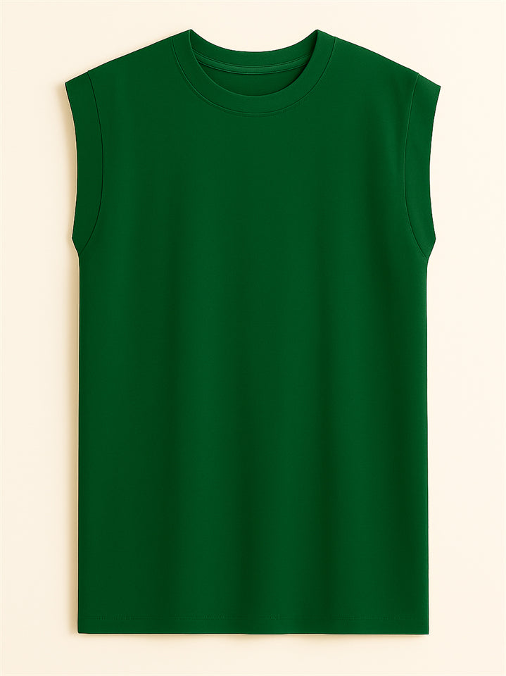 Ladies' Elegant Macaron Color Round Neck Sleeveless Shirts