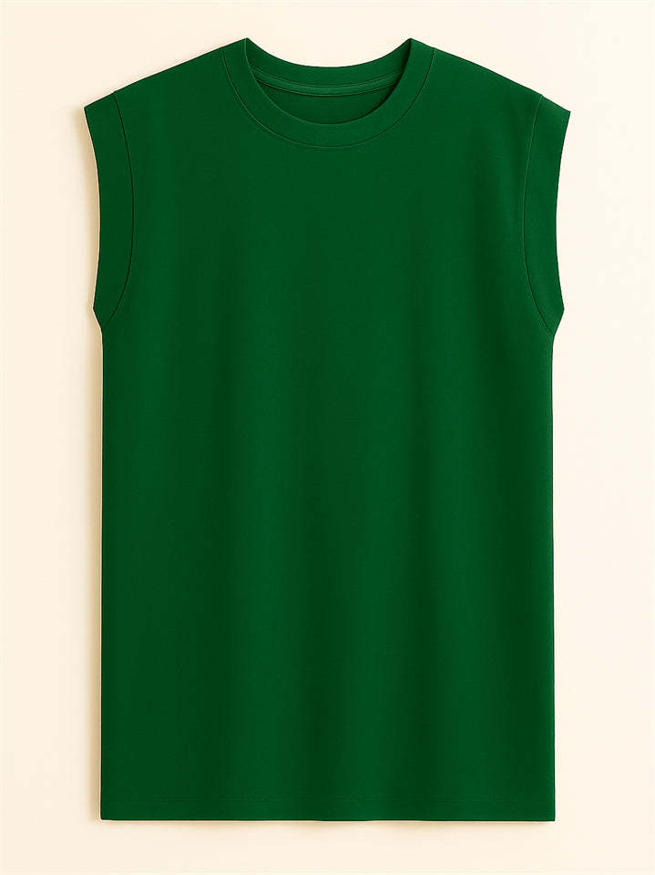 Ladies' Elegant Macaron Color Round Neck Sleeveless Shirts