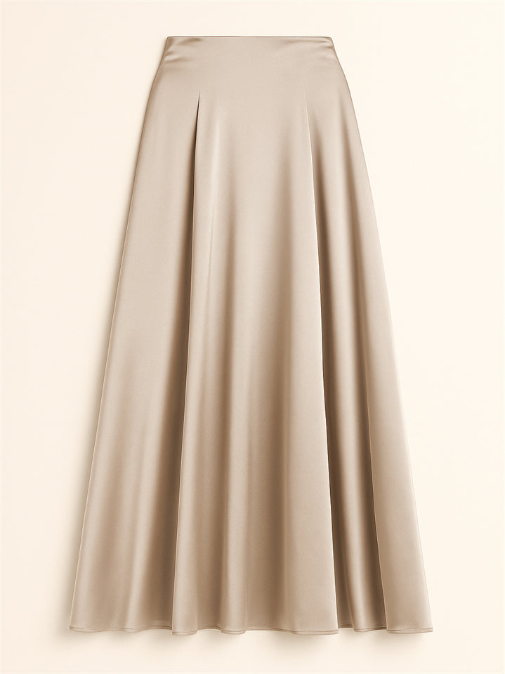 Women's Summer Elegant Satin High-Rise Flowy Maxi Skirts
