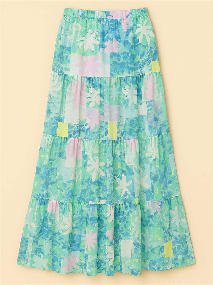 Simple Holiday Style Print Pockets A-Line Beach Skirts for Women