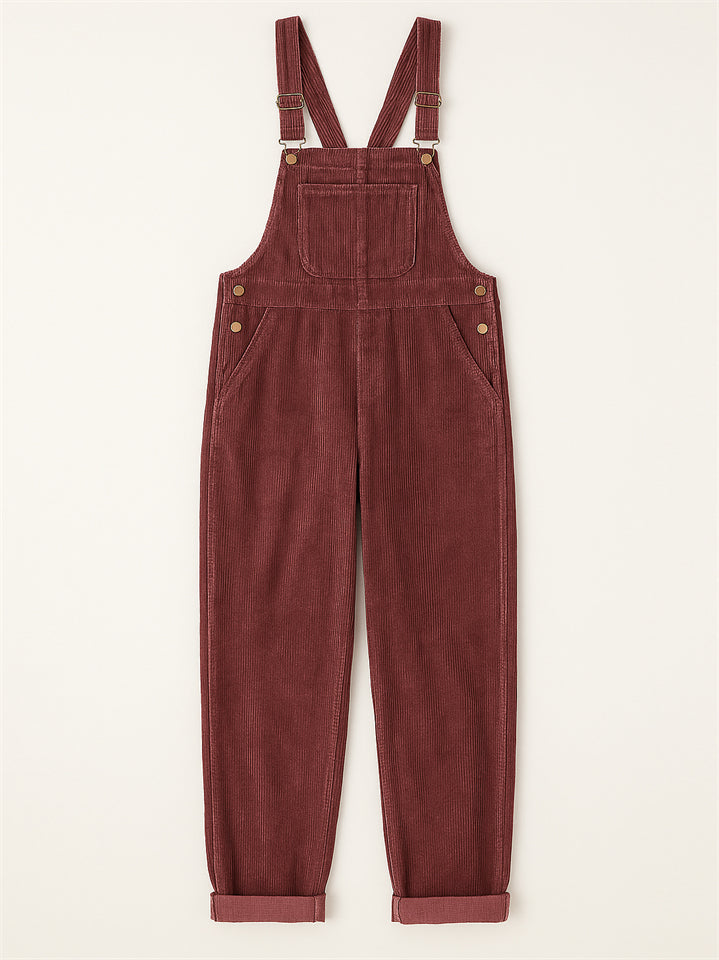 Women’s Casual Pockets Sleeveless Corduroy Overall Jumpsuit