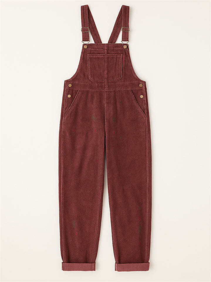 Women’s Casual Pockets Sleeveless Corduroy Overall Jumpsuit