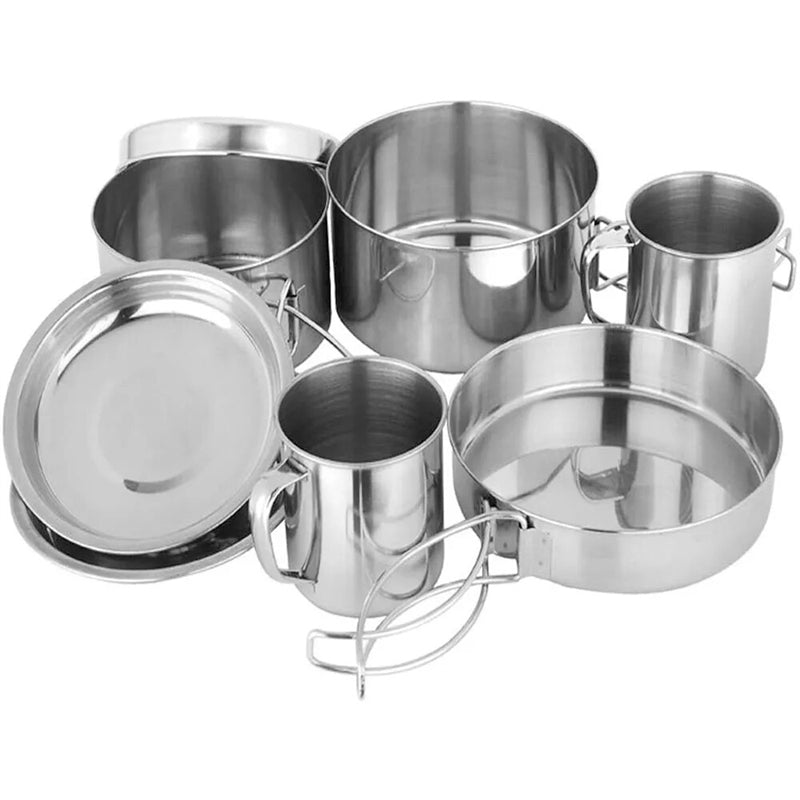 WildfireChef™ 8Pcs Outdoor Picnic Camping Stainless Steel Cookware Set