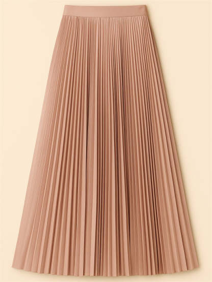 Women's Solid Color Mid-waist Pleated Big Hem A-Line Skirts
