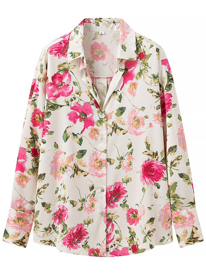 Women's Long Sleeved Floral Print Holiday Blouses  