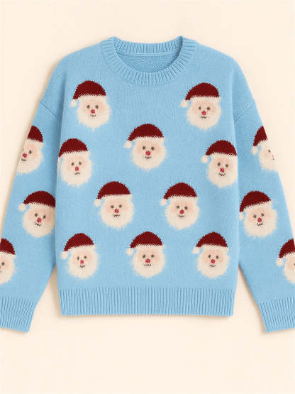 Women's Stylish Christmas Santa Claus Pattern Pullover Sweaters