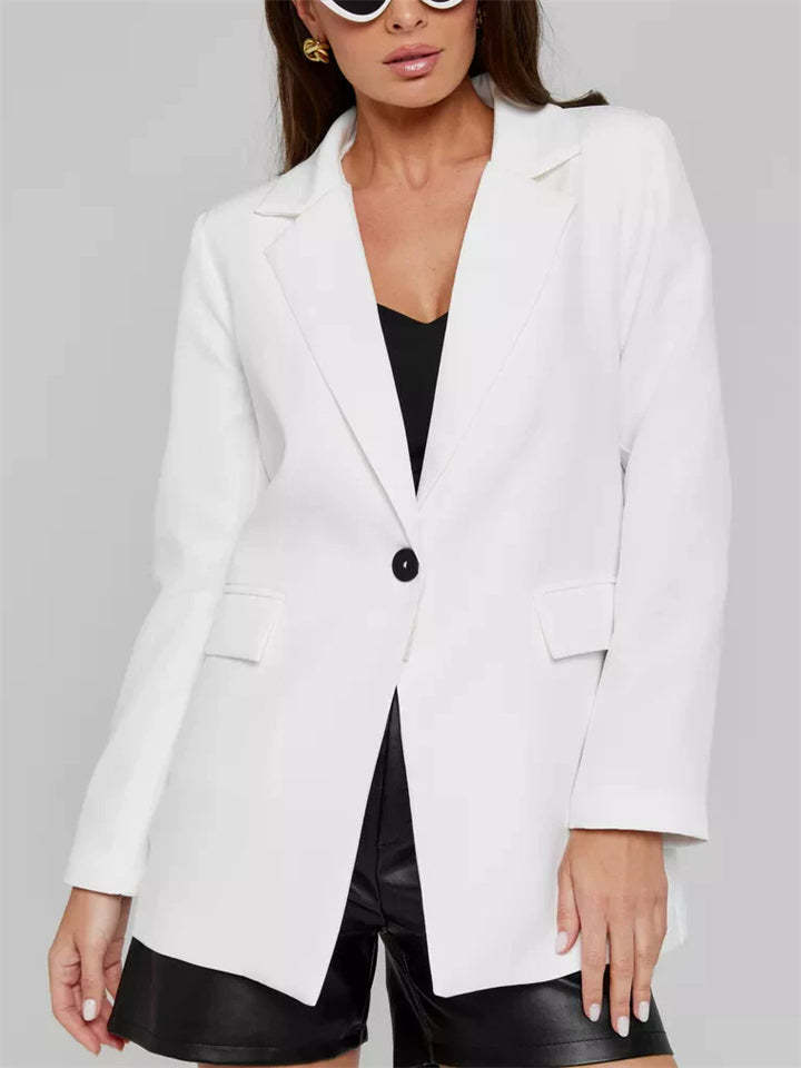 Women's Elegant Autumn Solid Color Single Breasted Suit Collar Jacket