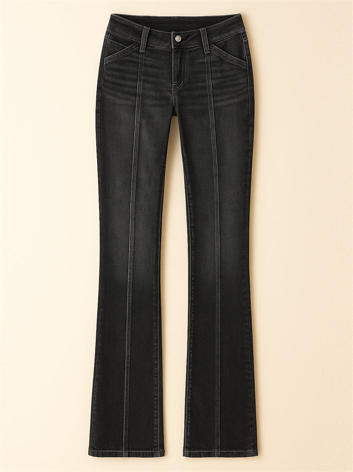 Women's Solid Color Slim Fit Low Waist Flared Denim Jeans