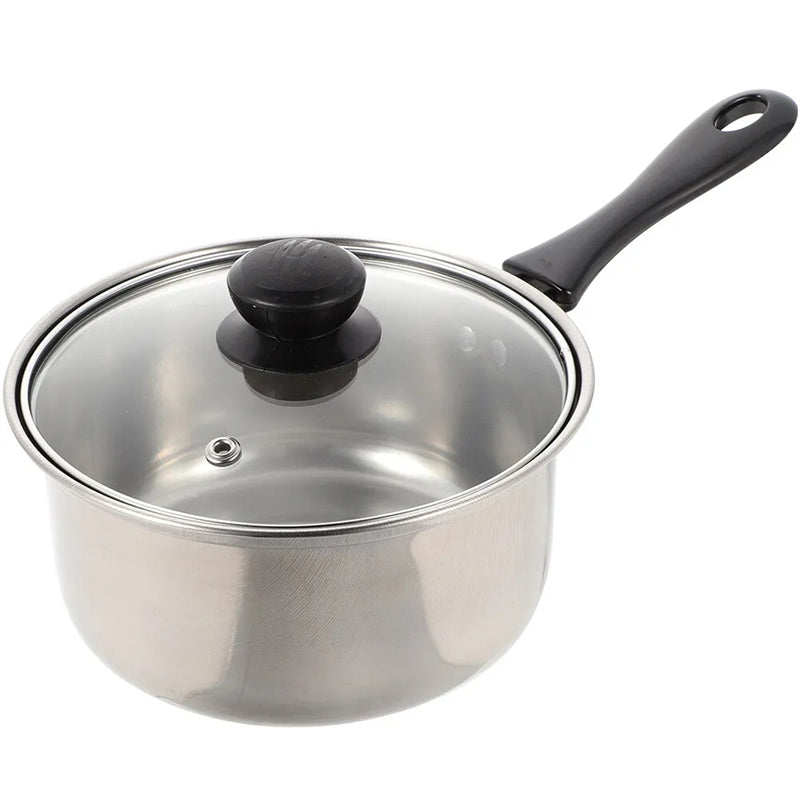 WildfireChef™ Stainless Steel Silver Camping Medium Saucepan Single Handle with Glass Lid