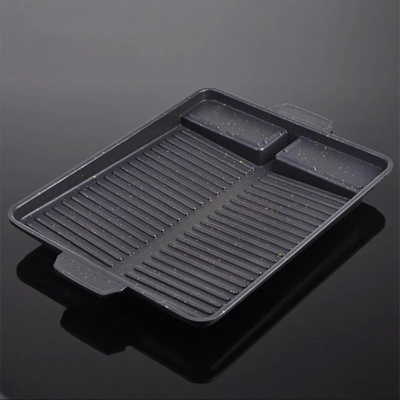 WildfireChef™ Black Rectangular BBQ Grill Pan Camp Griddle with Oil Leakage Design