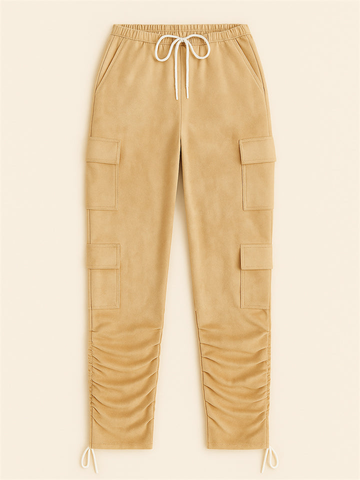 Women's Vintage Outdoor Printed Fitted Cargo Pants with Pockets