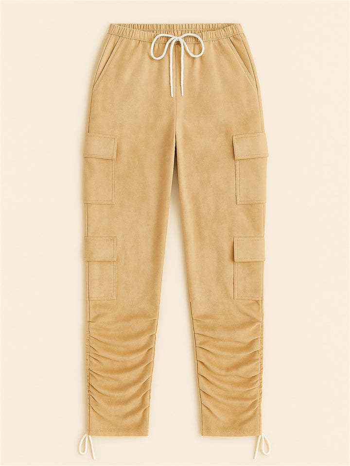 Women's Vintage Outdoor Printed Fitted Cargo Pants with Pockets